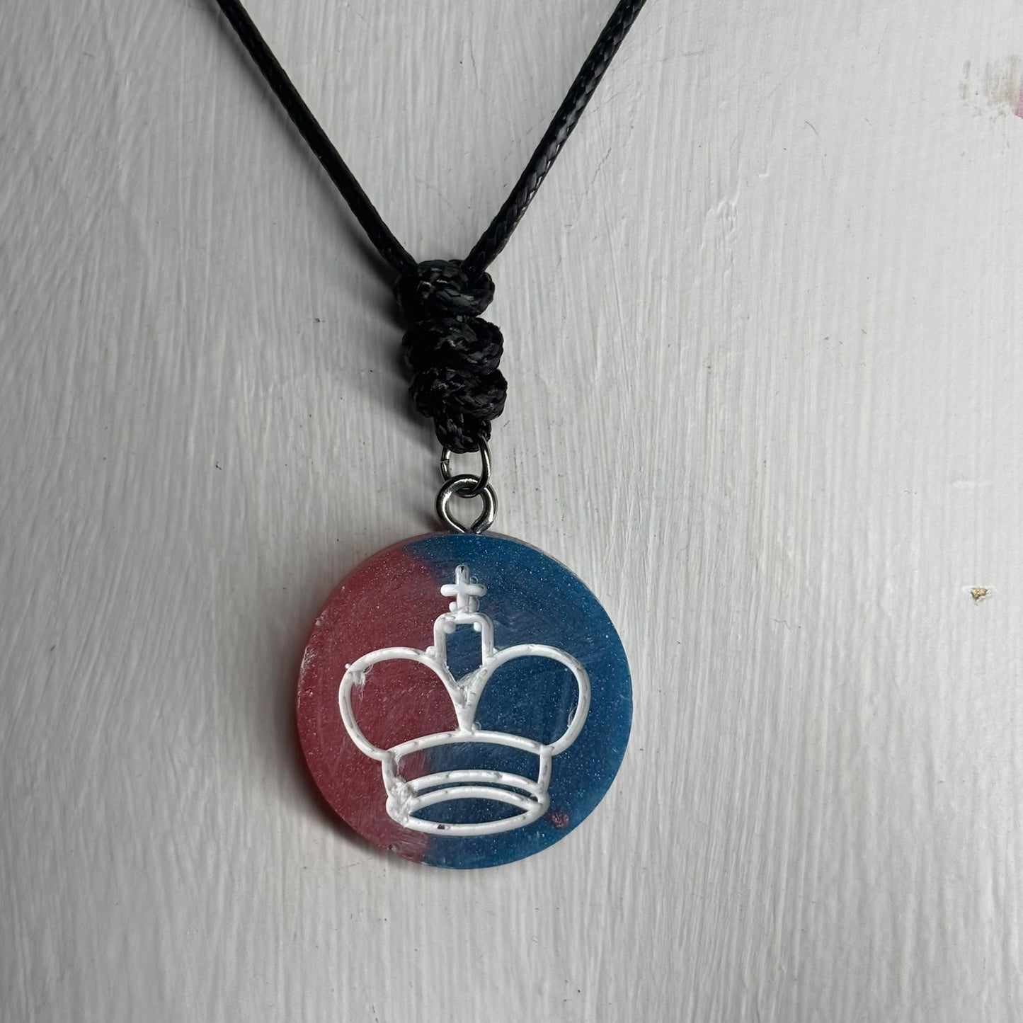 Red & Blue King - Handmade Resin Chess Necklace
