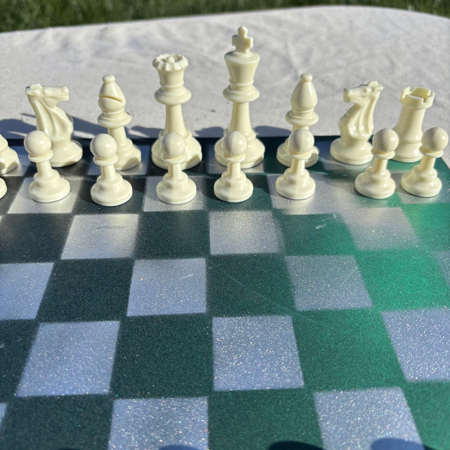 Chrome Green - Painted Chess Set