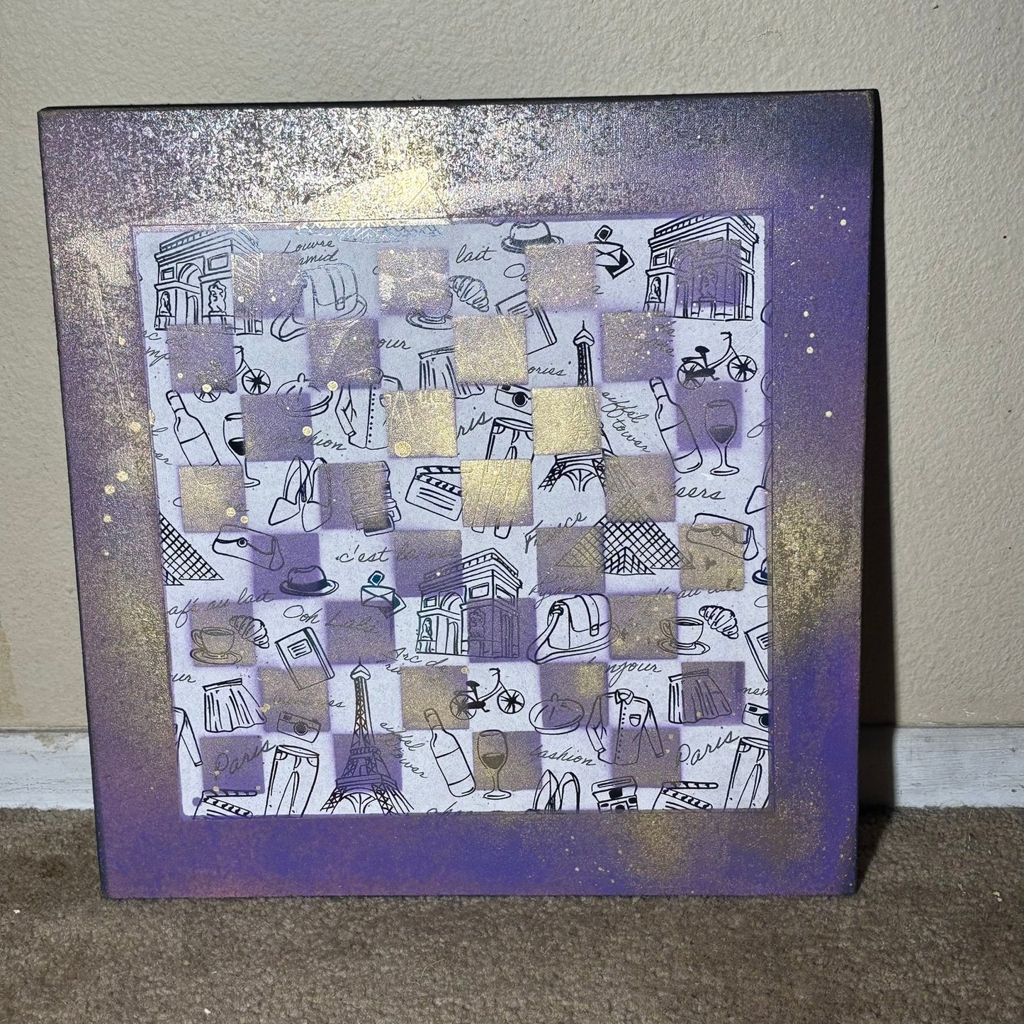 Golden Purple Pop Images - Large Scrapbook Chess Board