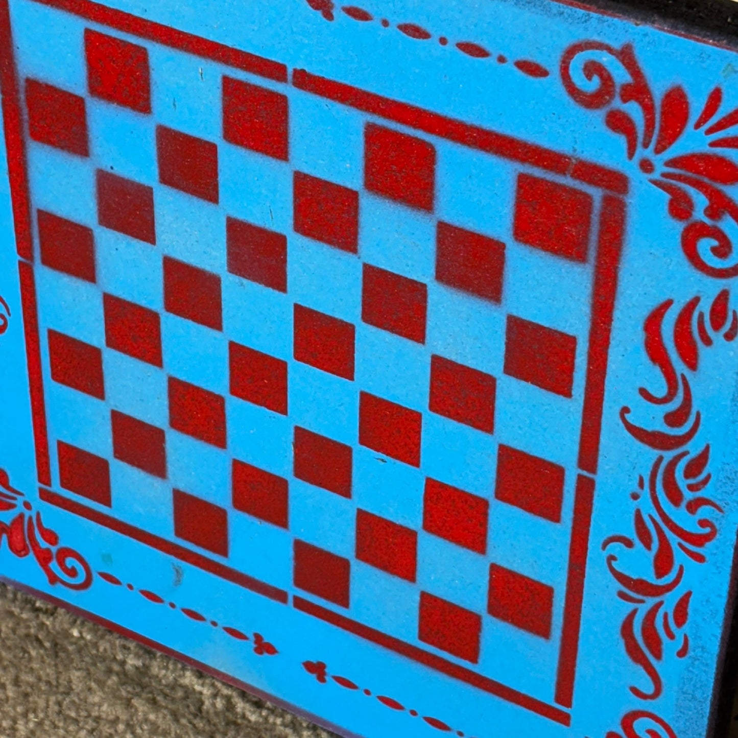 Red & Blue - Painted Chess Board