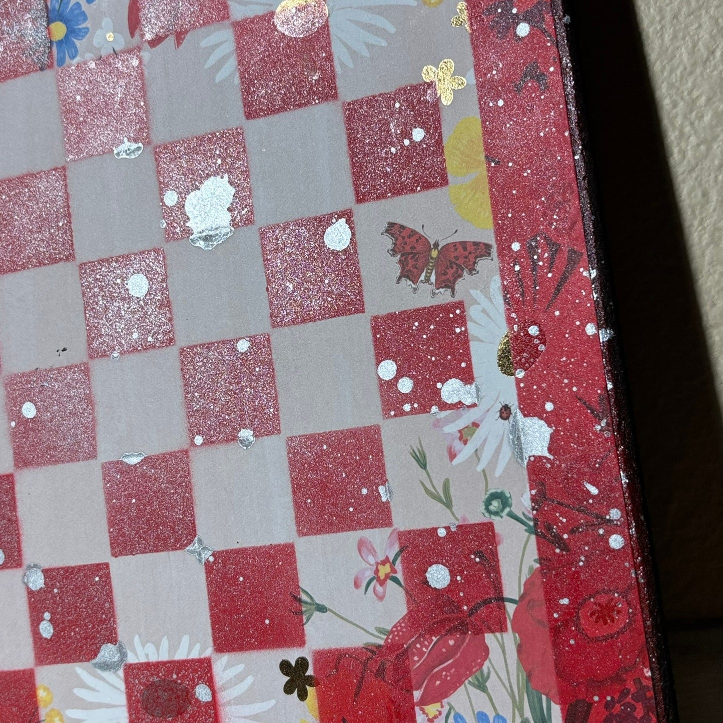Red Butterflies - Scrapbook Chess Board