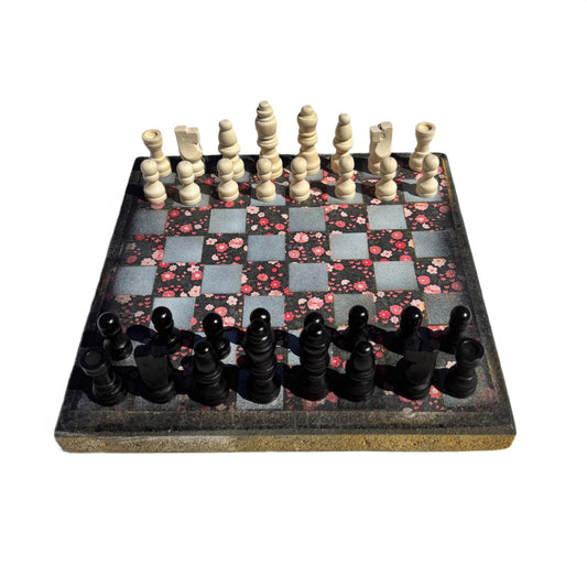 Vintage Flowers - Scrapbook Chess Set
