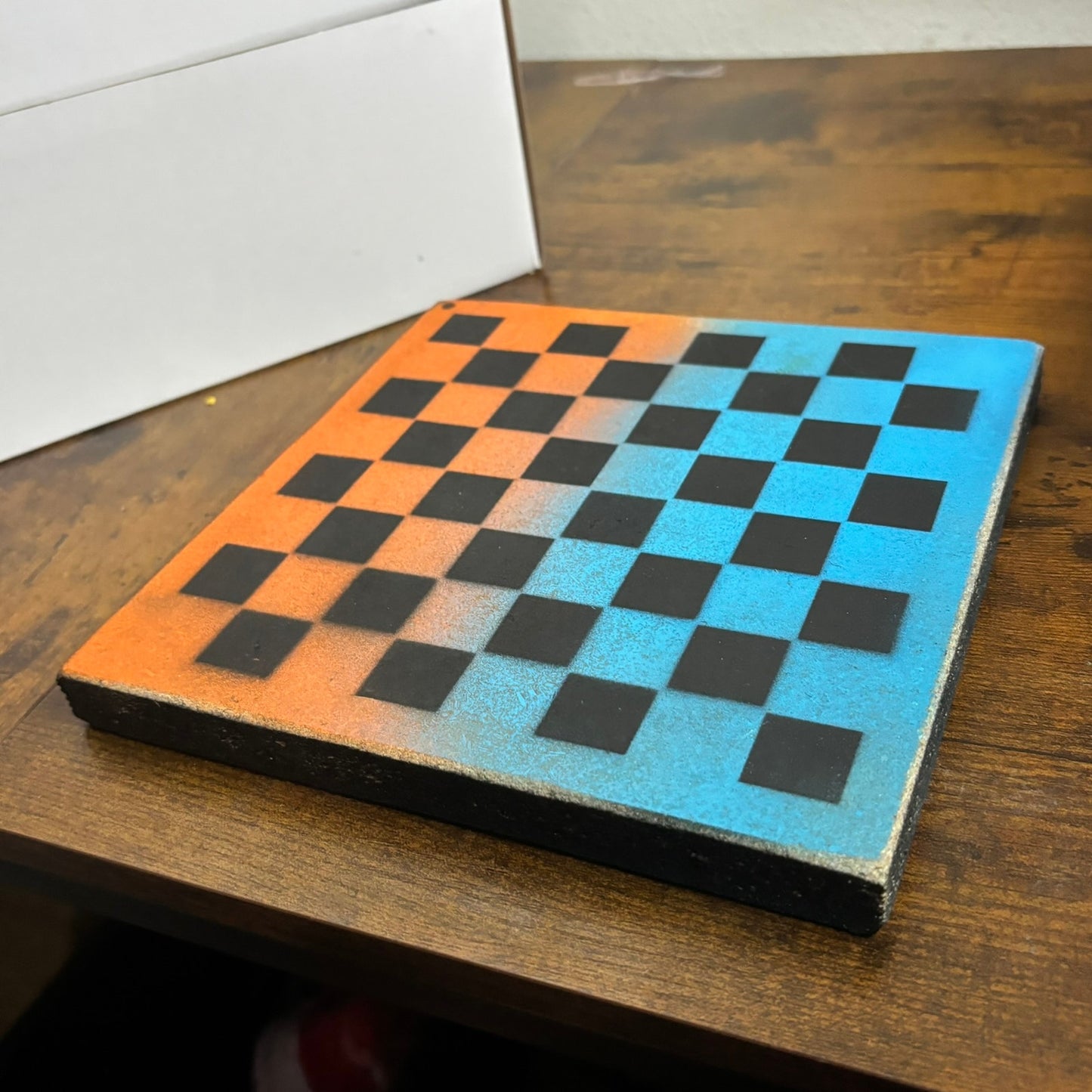 Blue & Blue - Painted Double Sided Chess Board