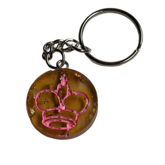 Pink Lining King - Handmade Resin Keychain - Flat Edition