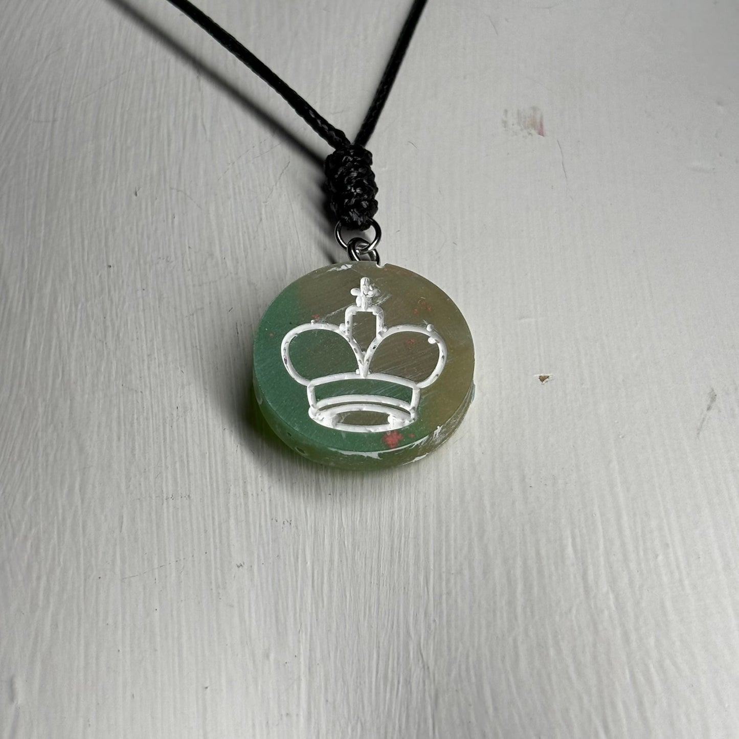 Lime Green King - Handmade Resin Chess Necklace