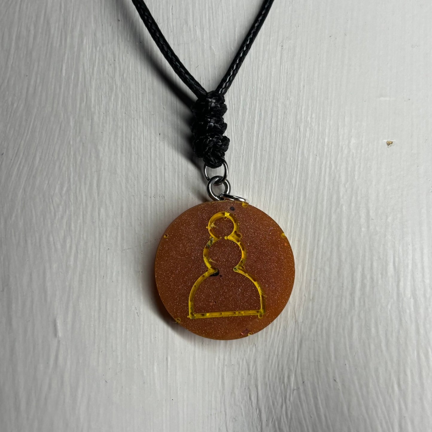 Burned Yellow Pawn - Handmade Resin Chess Necklace