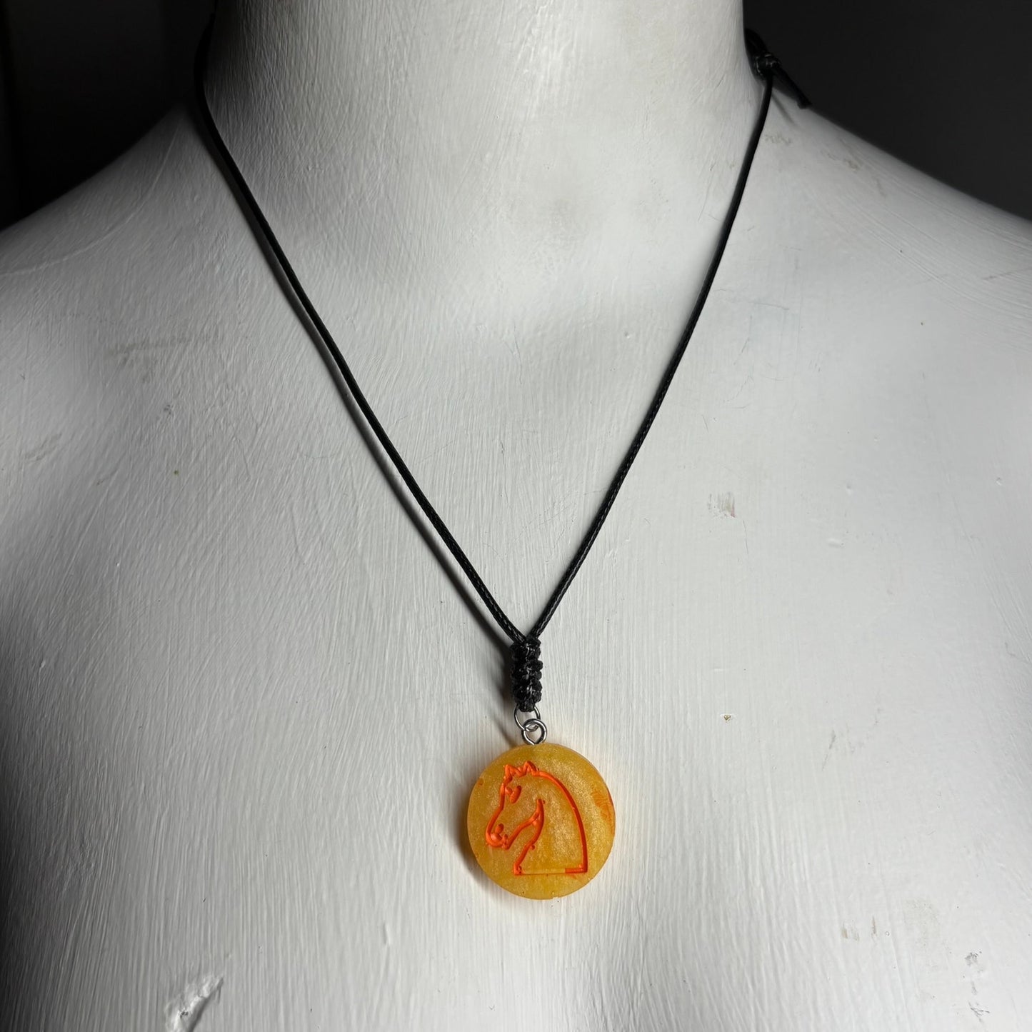 Bright Sunshine Knight - Handmade Resin Chess Necklace