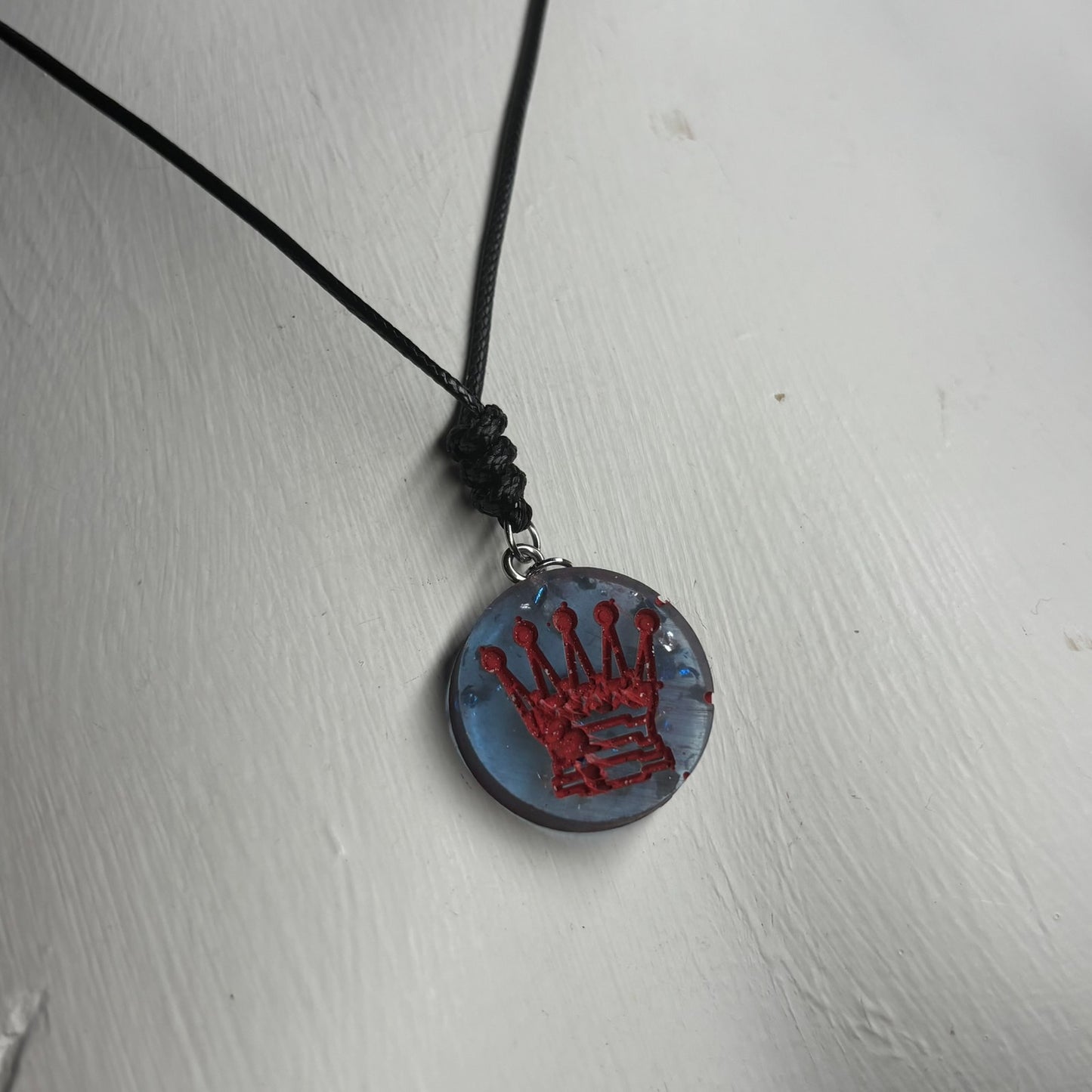 Hazel Blue Queen - Handmade Resin Chess Necklace