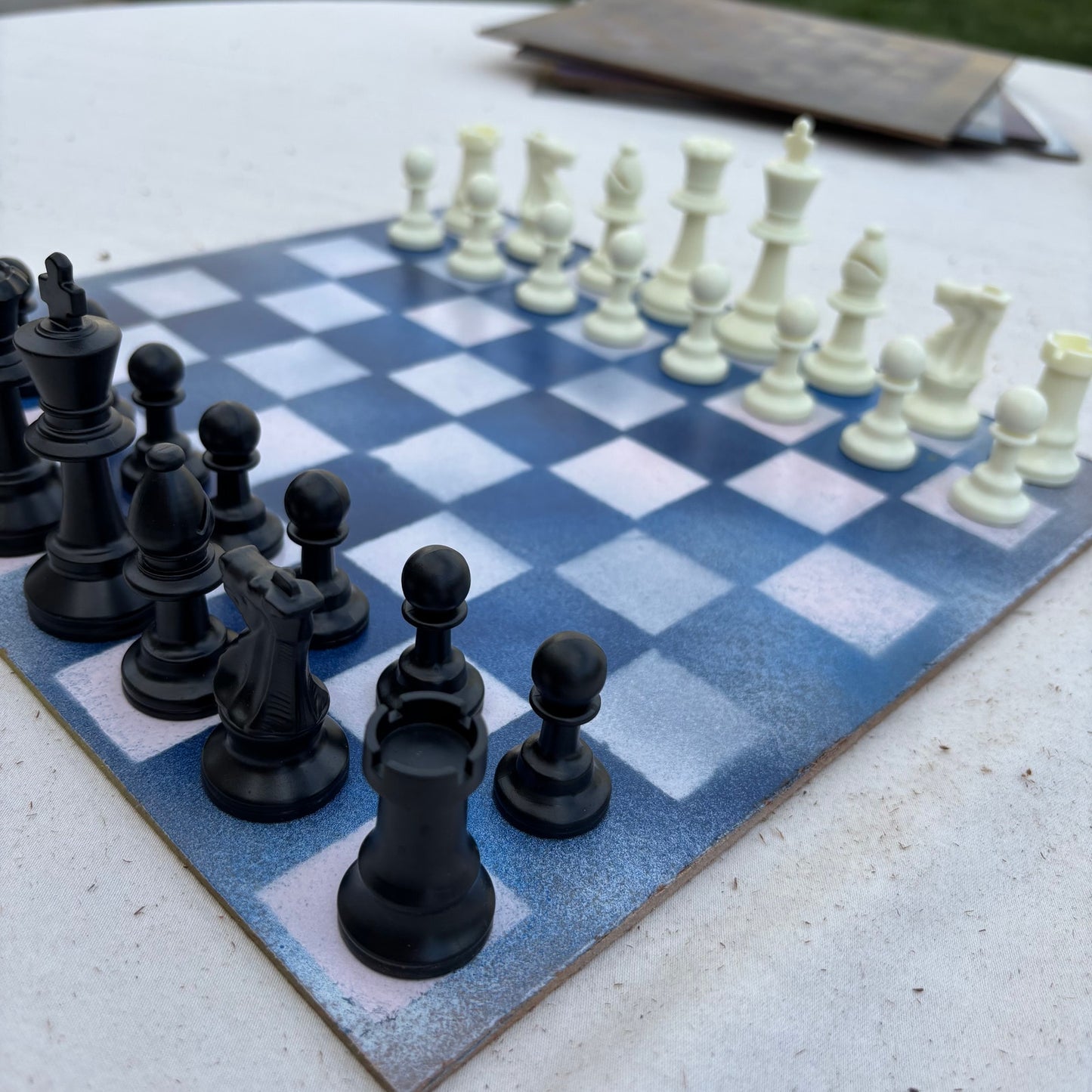 Blue & Pink - Painted Chess Set