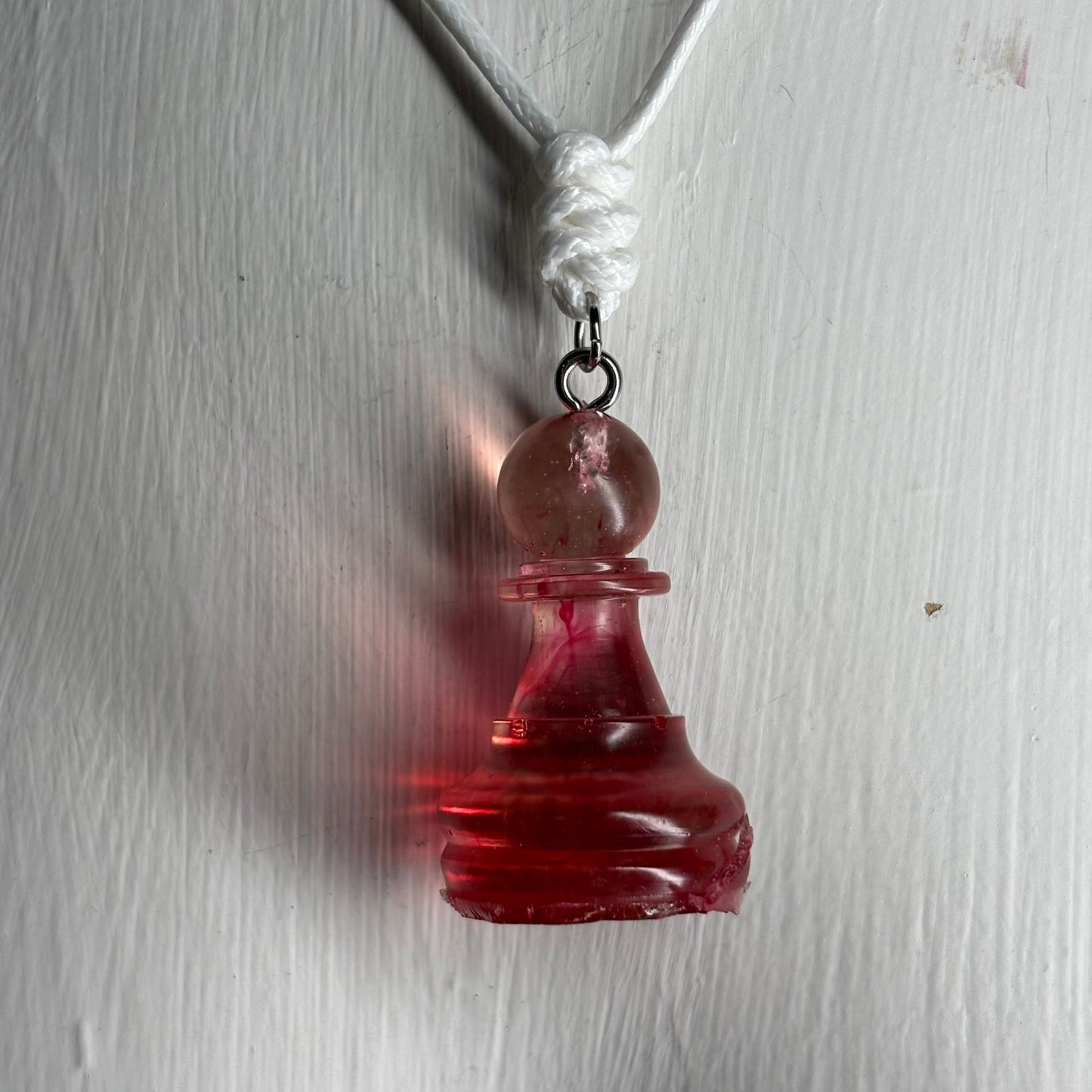 Red Swivel Pawn - Handmade Resin Chess Necklace