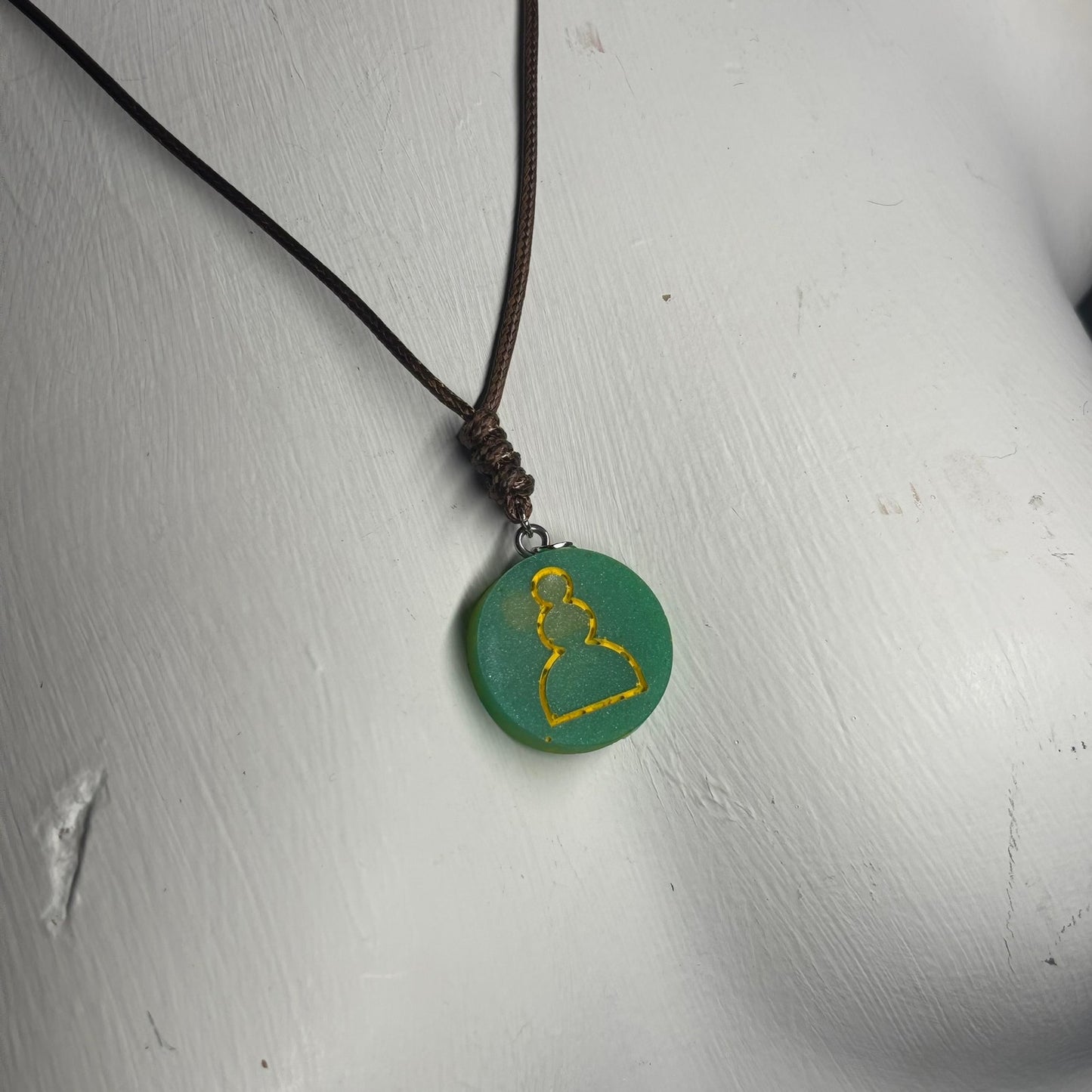 Green Pawn - Handmade Resin Chess Necklace