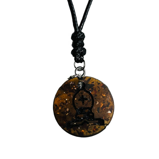 Dark Amber Bishop - Handmade Resin Chess Necklace