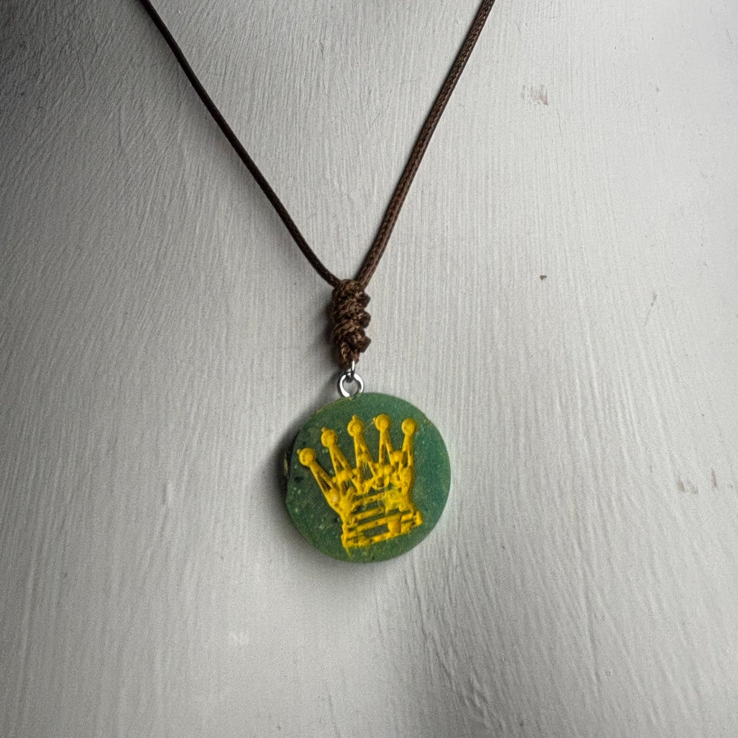 Natured Green Queen - Handmade Resin Chess Necklace