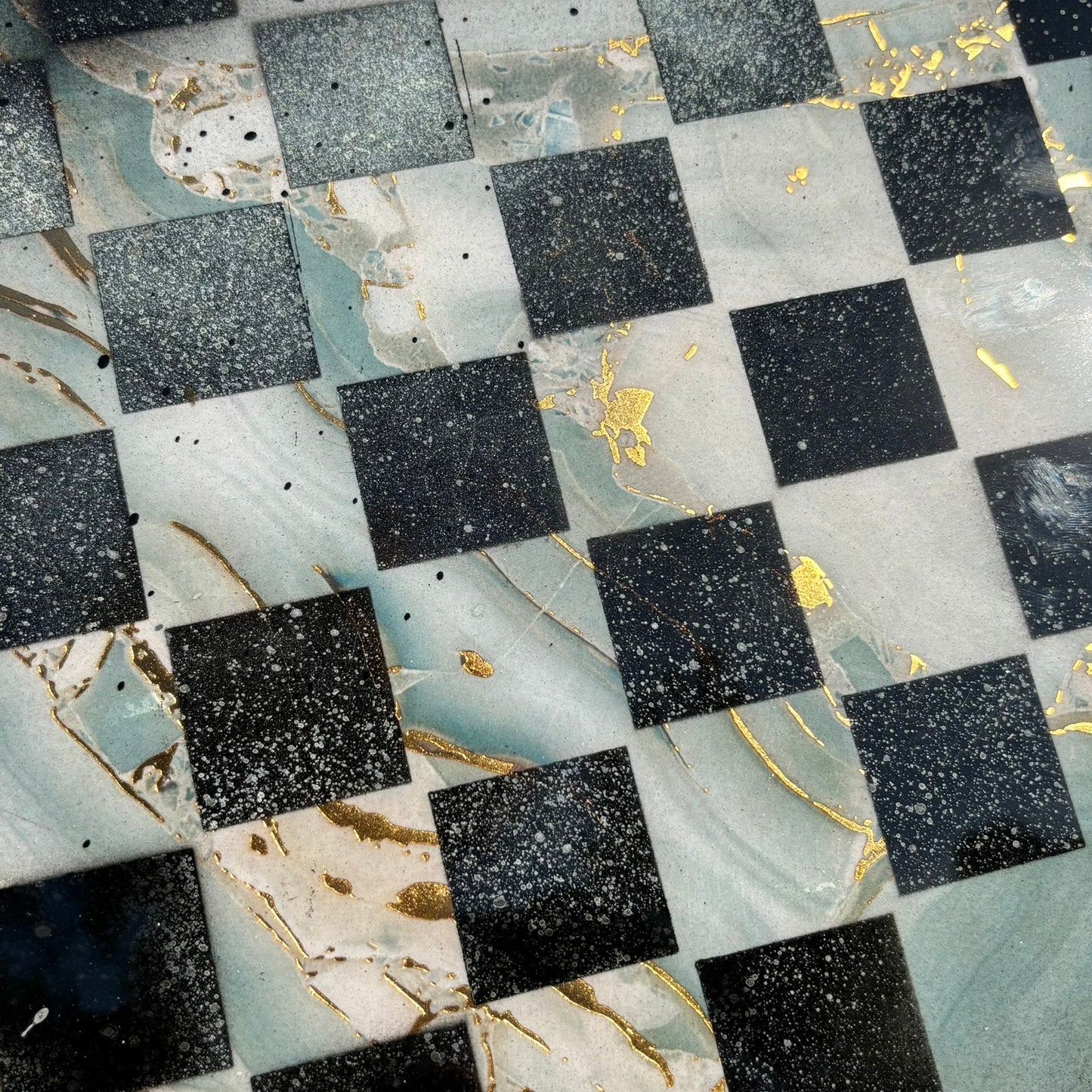 Marble Style Blue - Resin Coated Chess Board