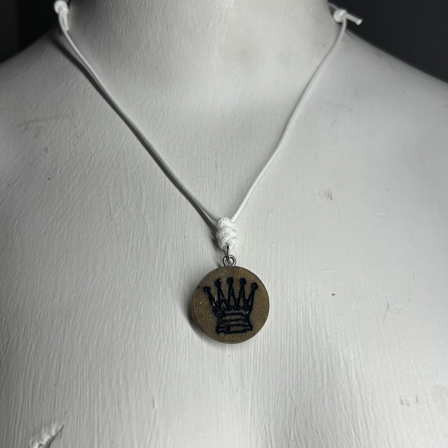 Dark Green Queen - Handmade Resin Chess Necklace