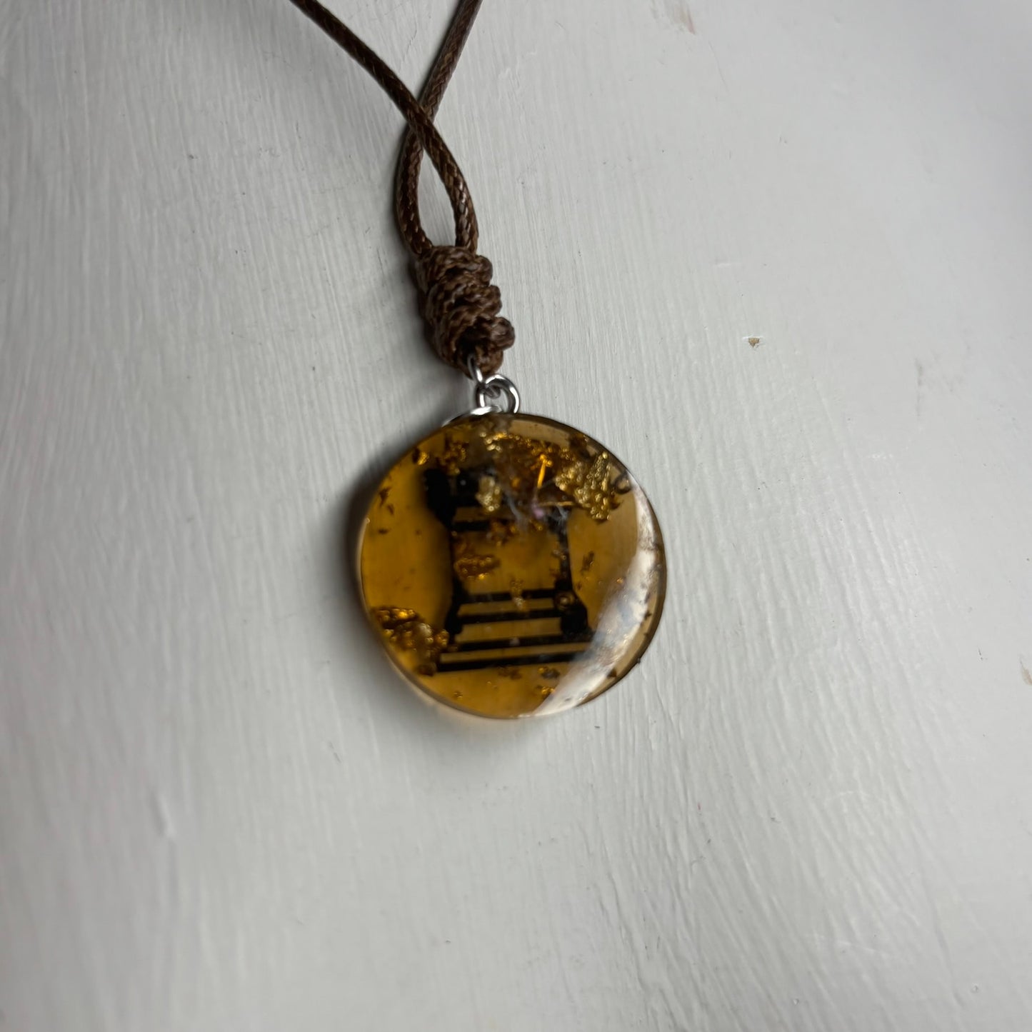 Amber Rook - Handmade Resin Chess Necklace