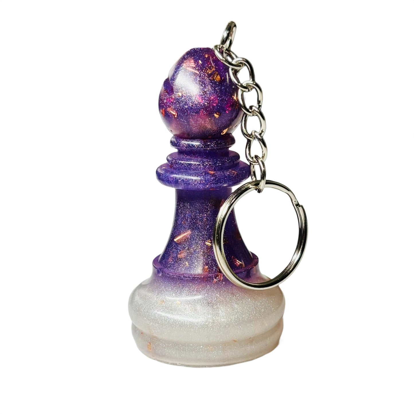 Crystal Bottom Purple Bishop - Handmade Resin Keychain - Large Edition