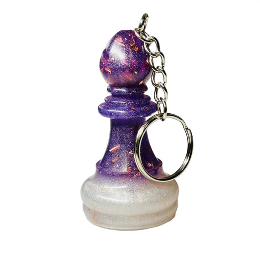 Crystal Bottom Purple Bishop - Handmade Resin Keychain - Large Edition