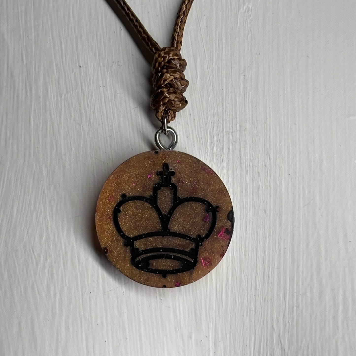 Beautiful Brown King - Handmade Resin Chess Necklace