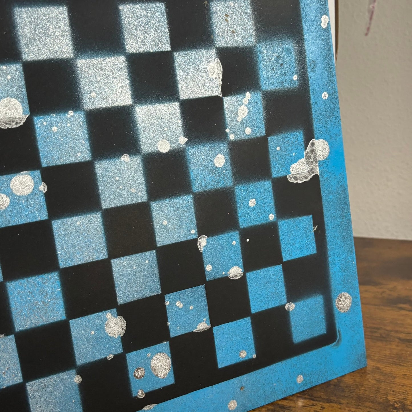 Chrome Blue & Black - Painted Chess Board