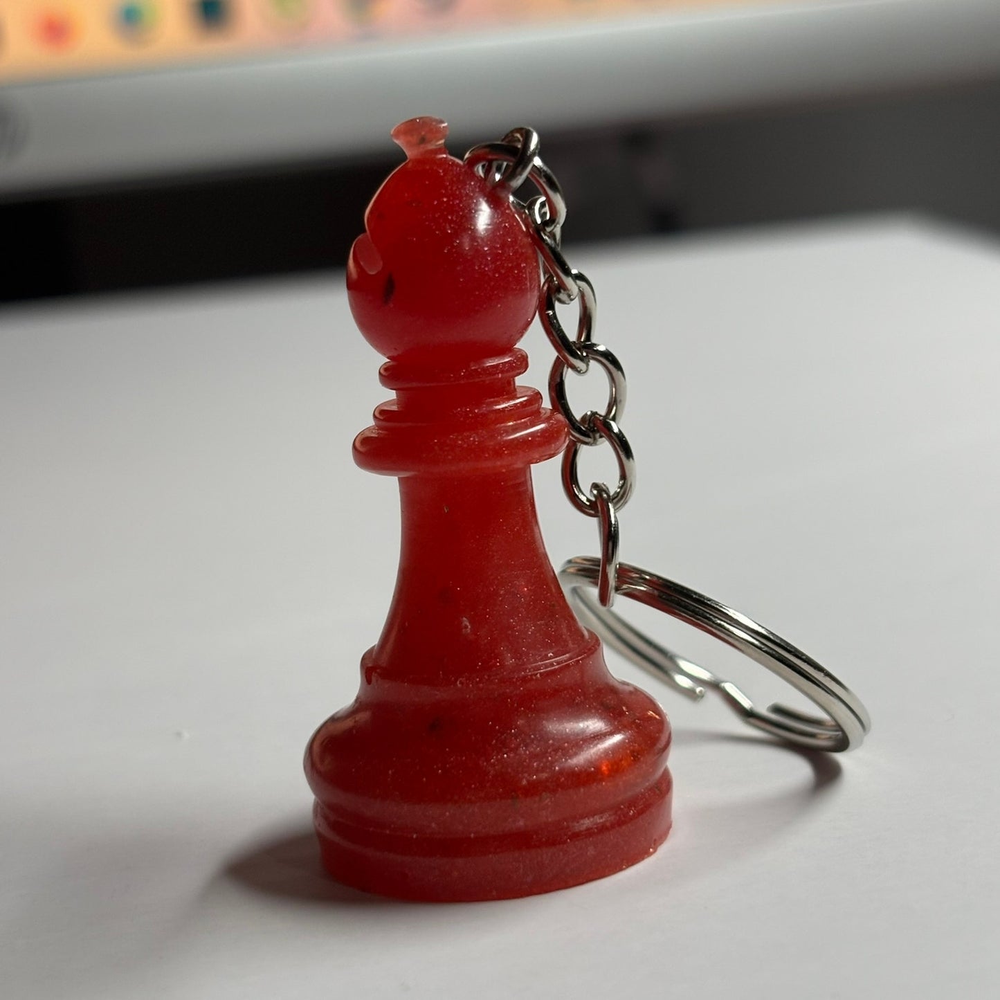 Cherry Red Bishop - Handmade Resin Keychain