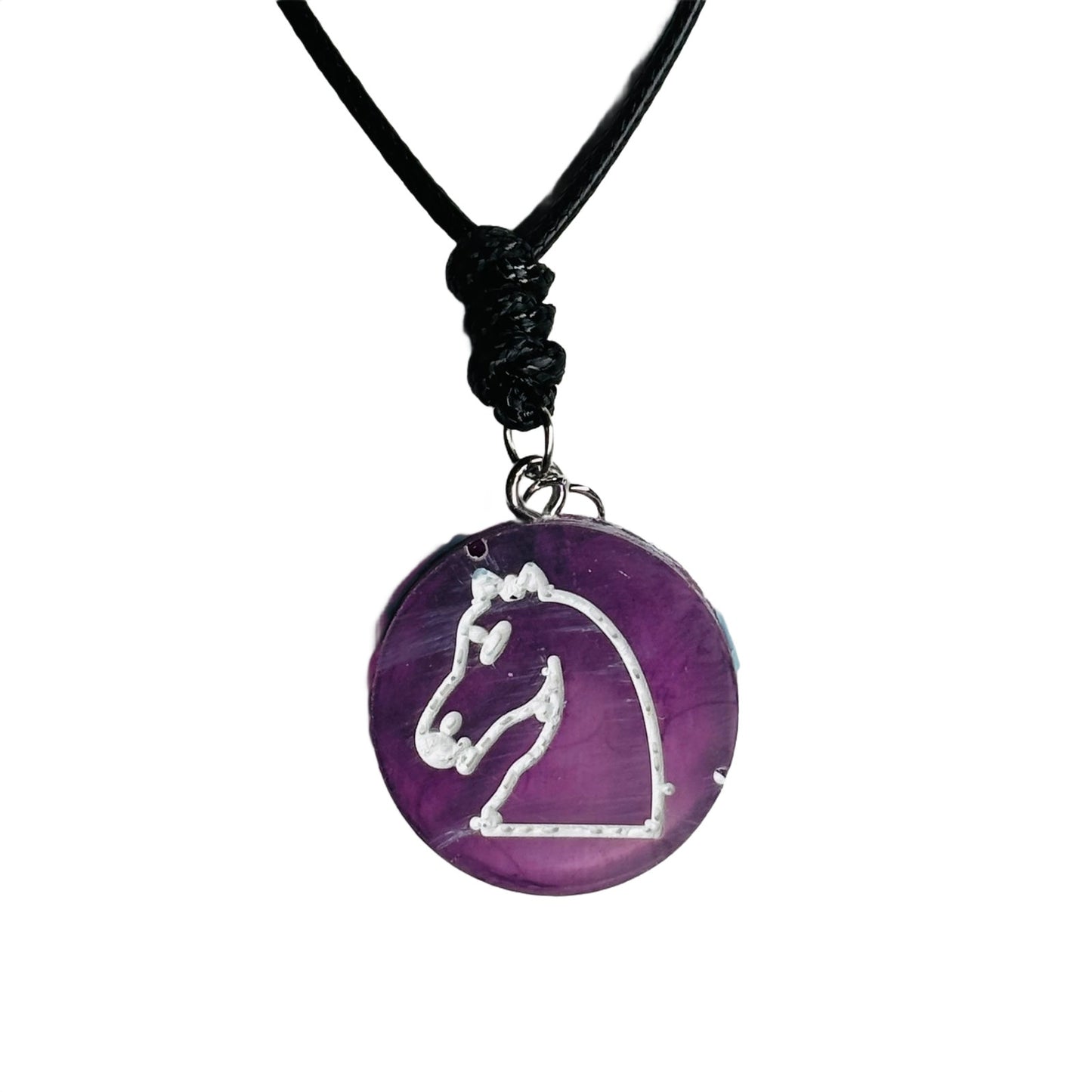 Purple Knight - Handmade Resin Chess Necklace
