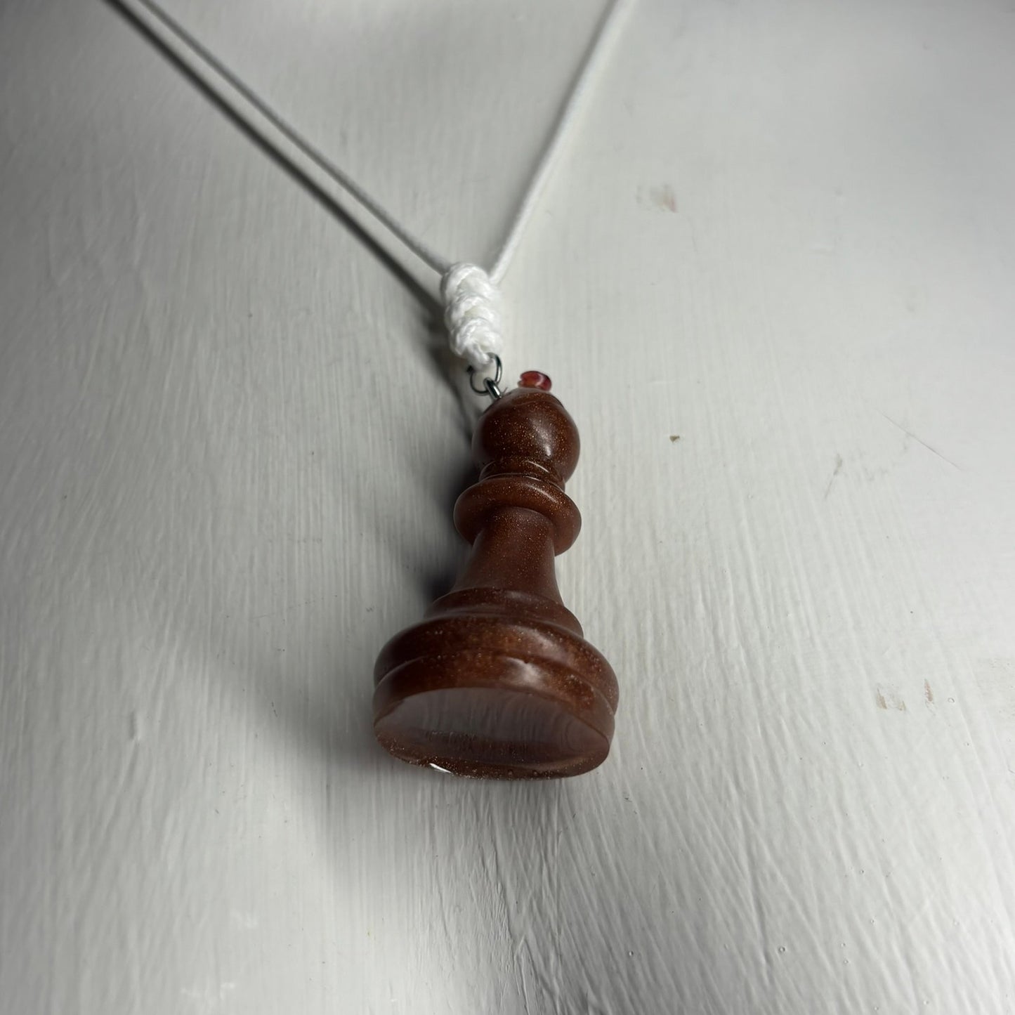 Bronze Brown Bishop - Handmade Resin Chess Necklace