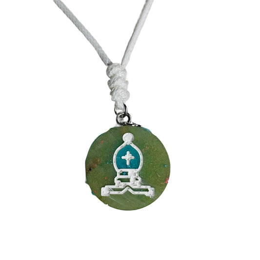 Swamp Green Bishop - Handmade Resin Chess Necklace