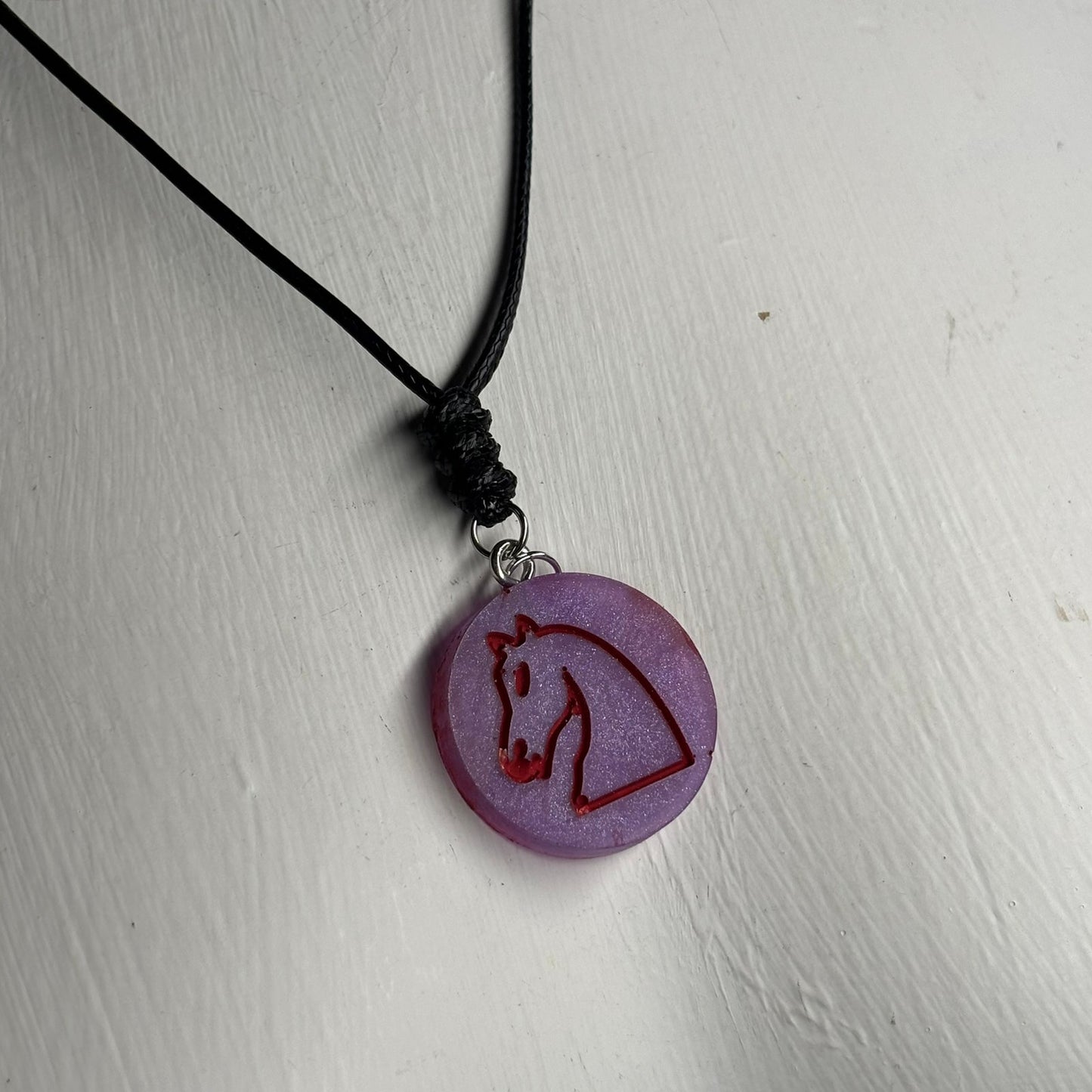 Purple Knight - Handmade Resin Chess Necklace