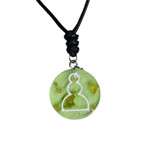 Lime Green Pawn - Handmade Resin Chess Necklace