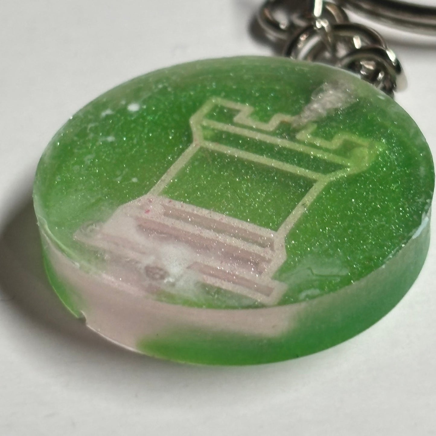 Green Rook - Handmade Resin Keychain - Flat Edition