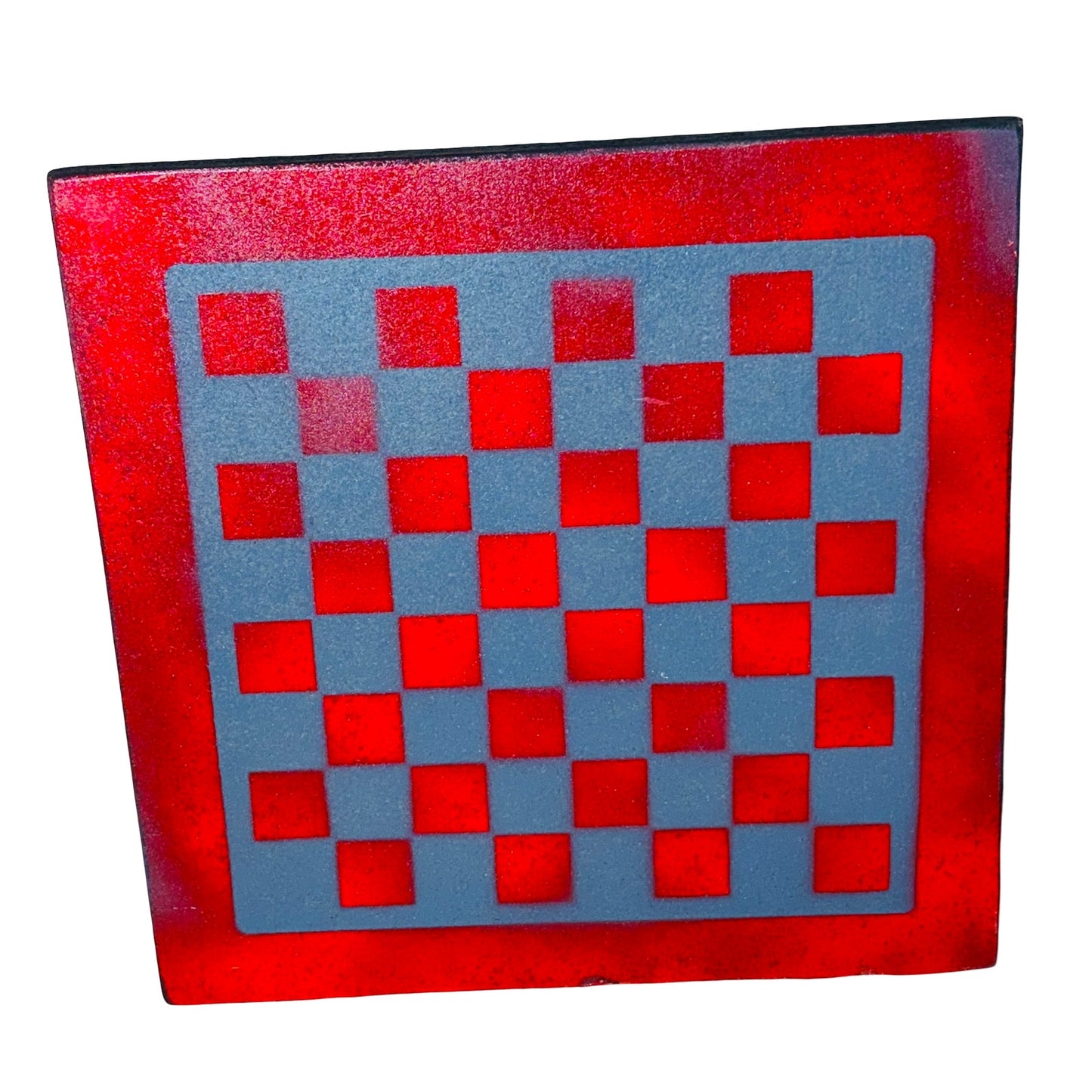 Blue & Red - Painted Chess Board