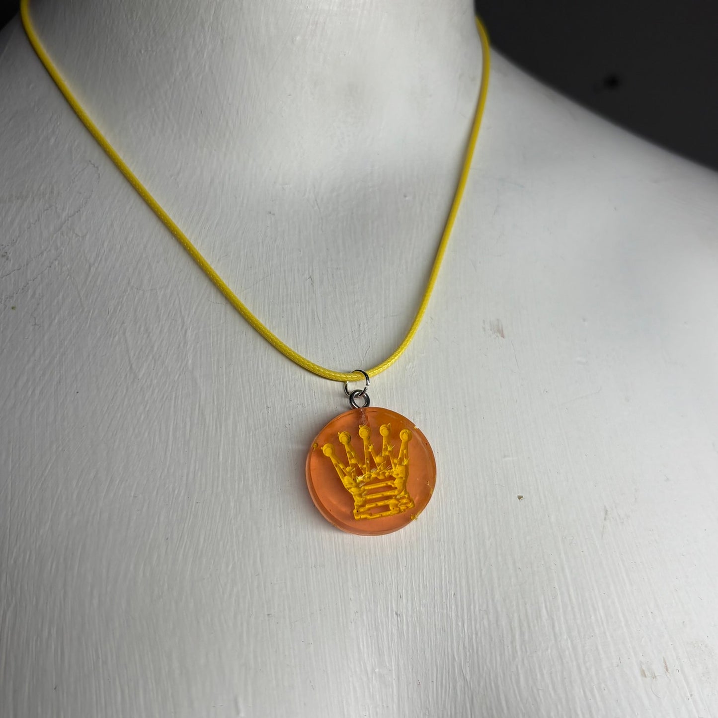 Sunset Yellow Queen - Handmade Resin Chess Necklace
