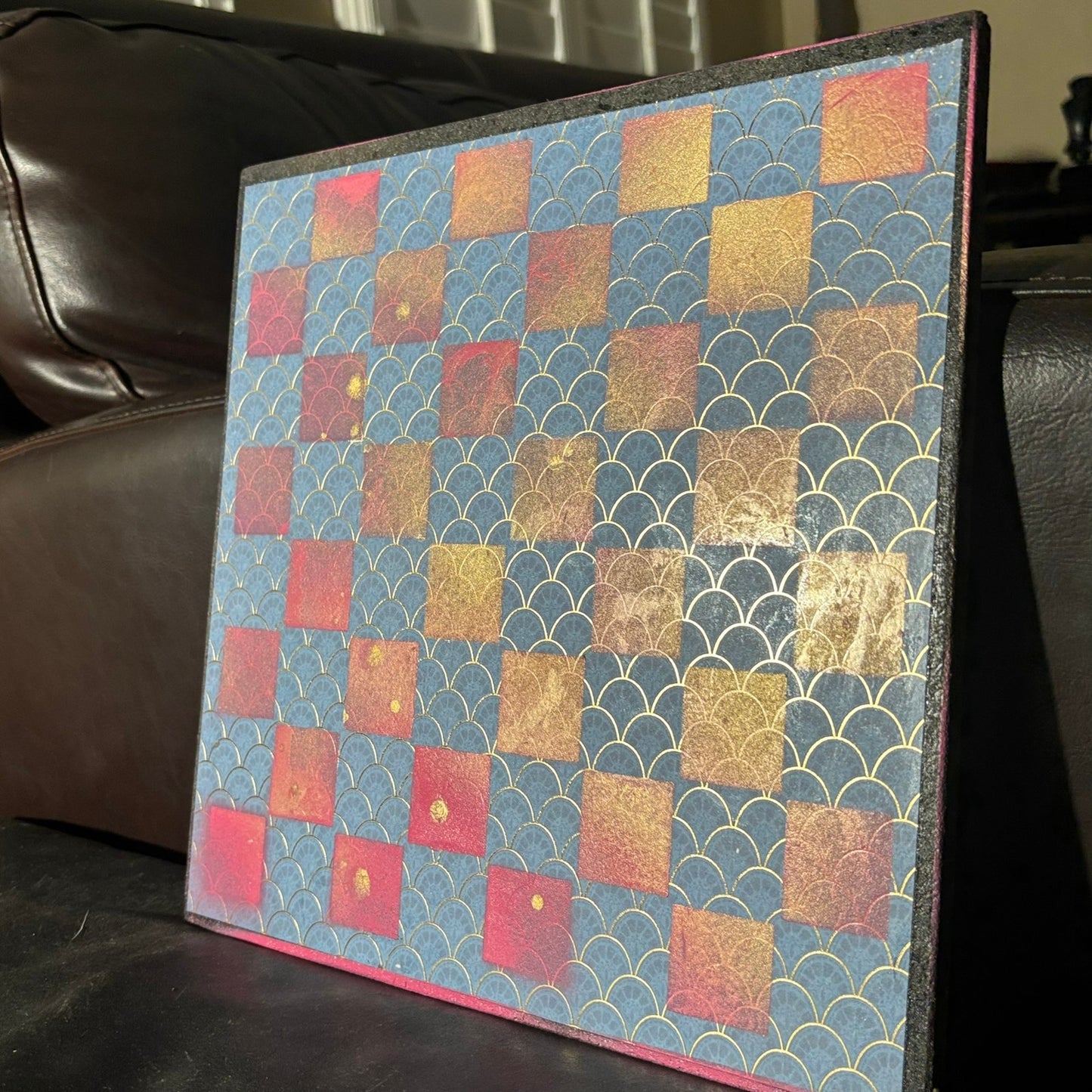 Golden Pink & Blue - Scrapbook Chess Board