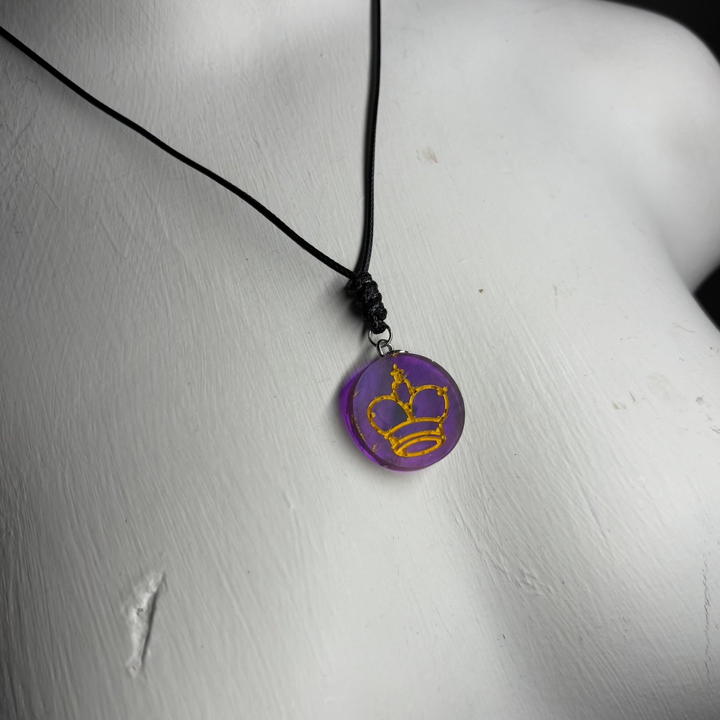 Royal Purple King - Handmade Resin Chess Necklace
