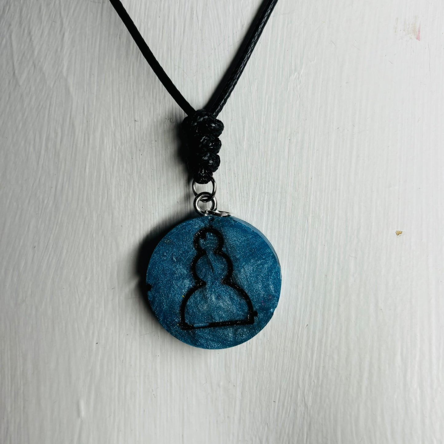 Smooth Blue Pawn - Handmade Resin Chess Necklace