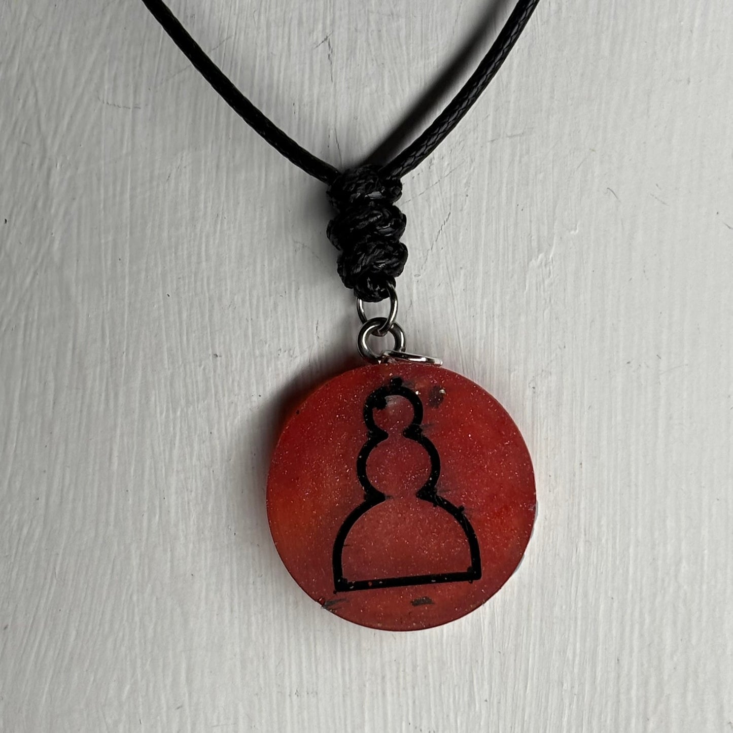 Red Pawn - Handmade Resin Chess Necklace