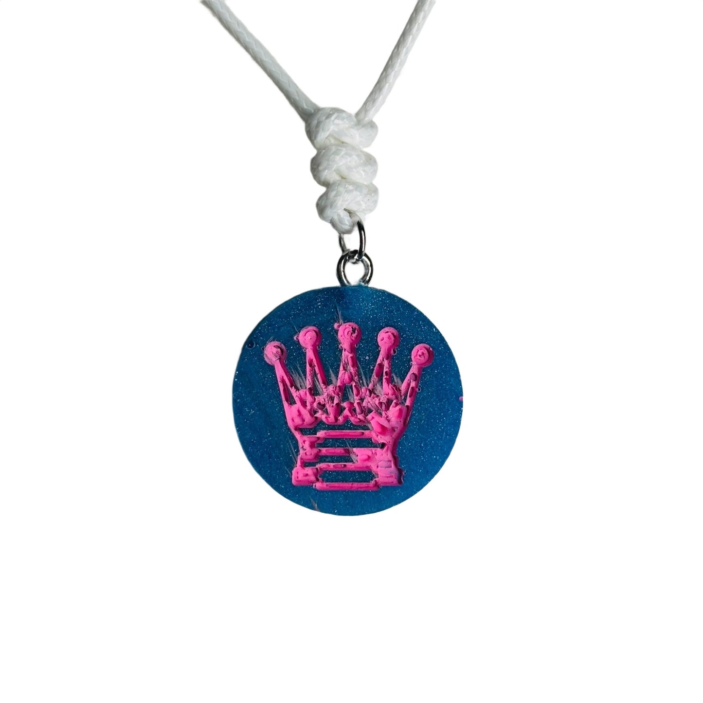 Cotton Candy Pink Queen - Handmade Resin Chess Necklace