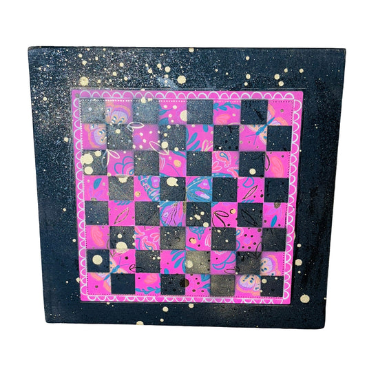 Pink Butterfly Gold Drip - Large Scrapbook Chess Board