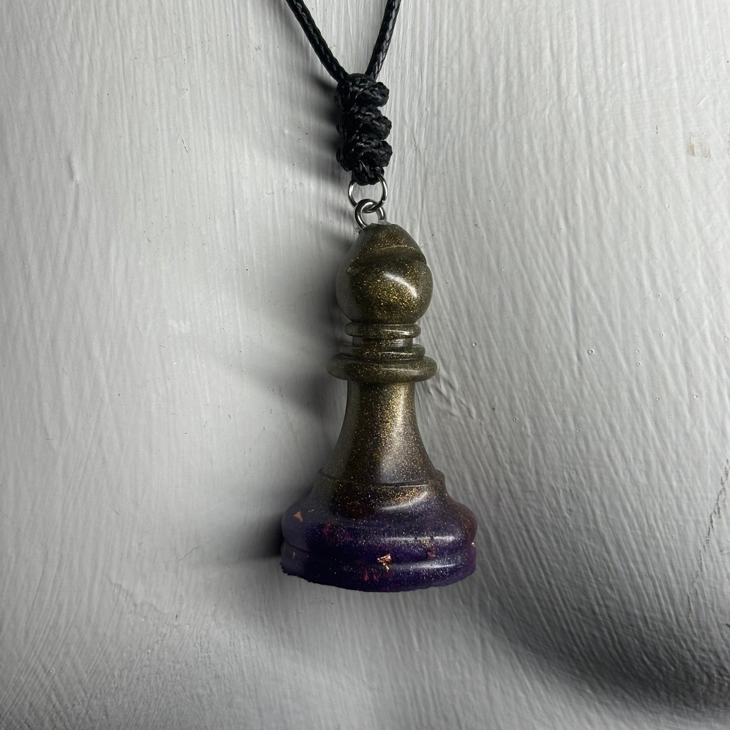 Royal Dark Green Bishop - Handmade Resin Chess Necklace