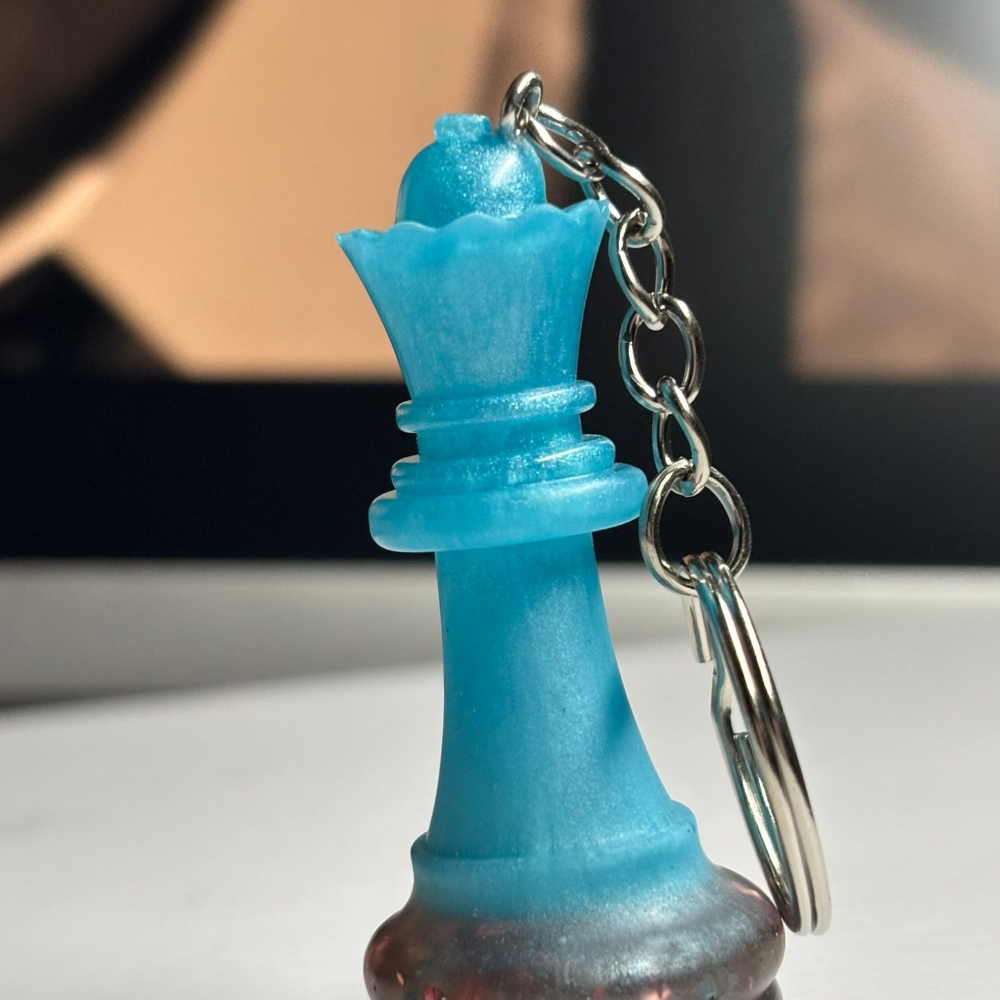 Blue Sparkle Queen - Handmade Resin Keychain