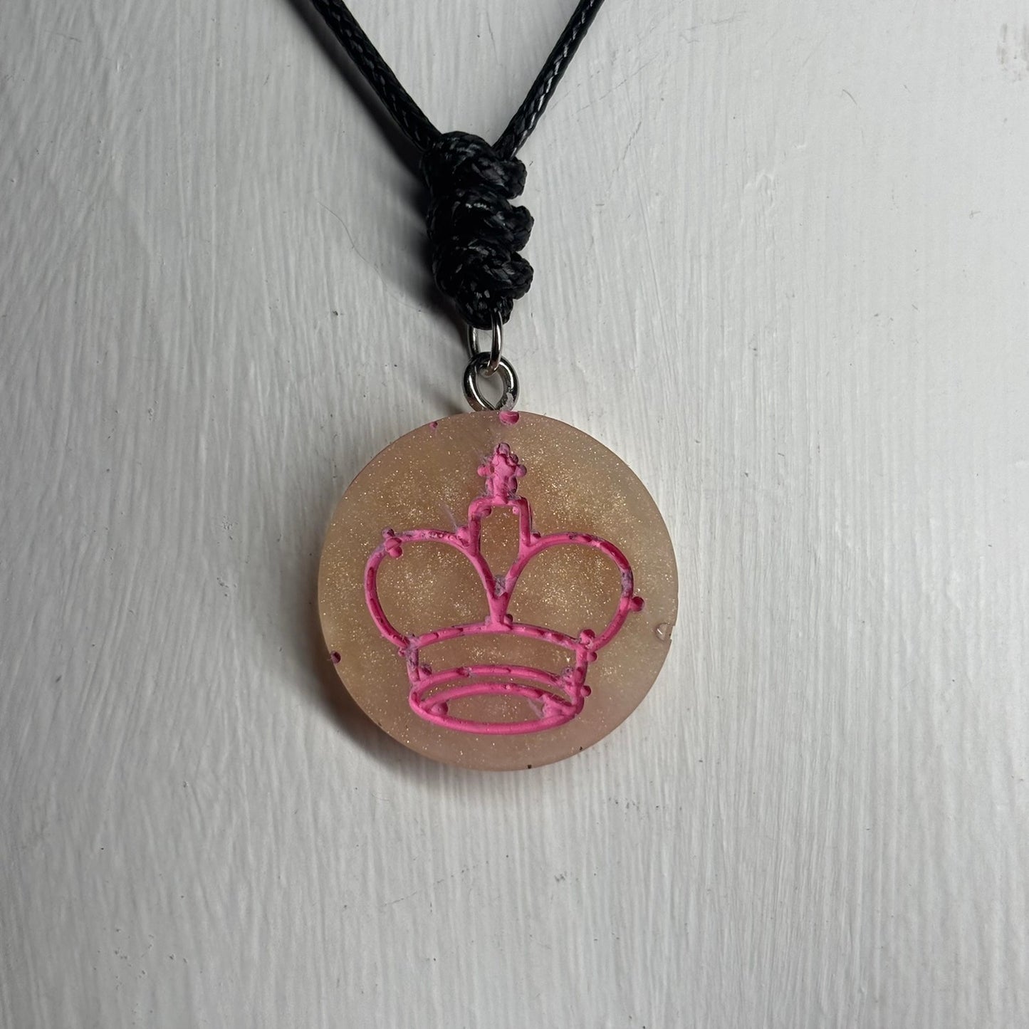 Pink Print King - Handmade Resin Chess Necklace