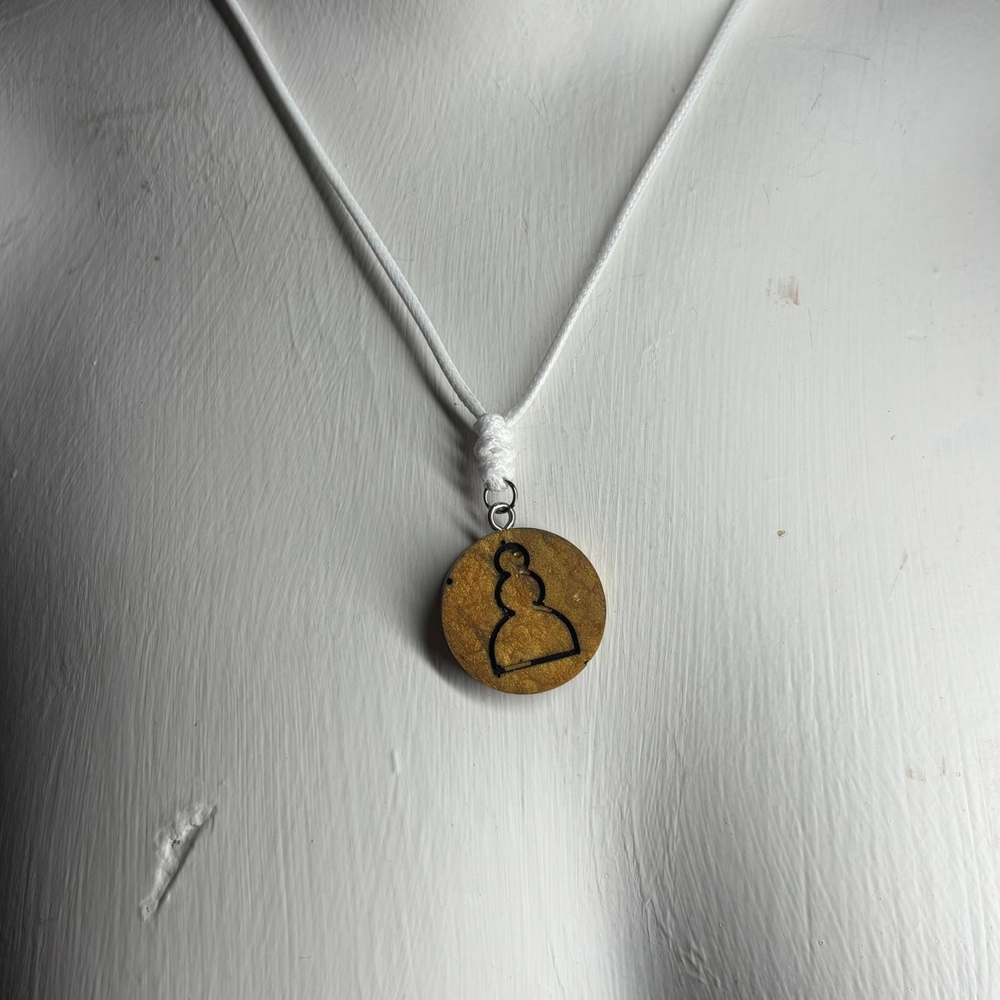 Dark Yellow Pawn - Handmade Resin Chess Necklace