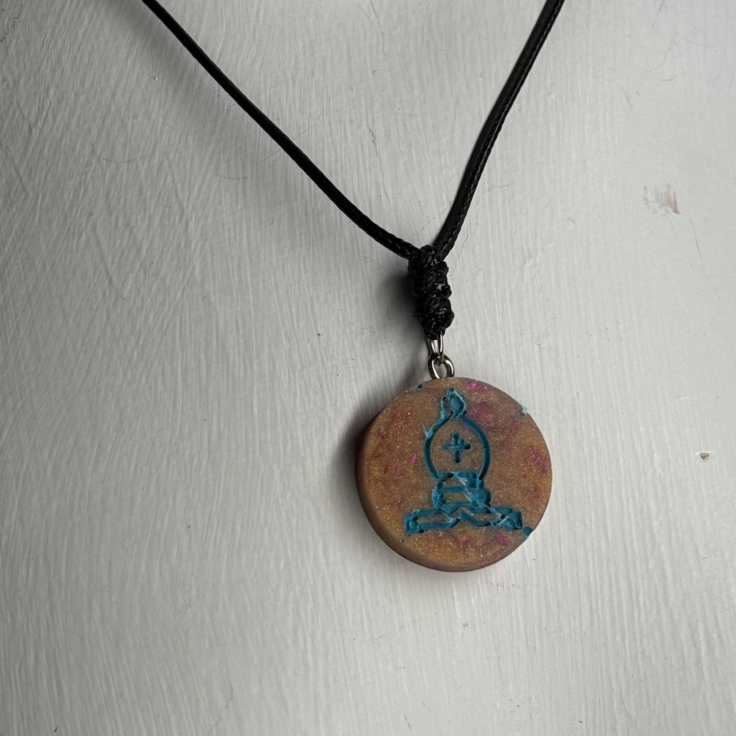 Yellow Crystal Bishop - Handmade Resin Chess Necklace