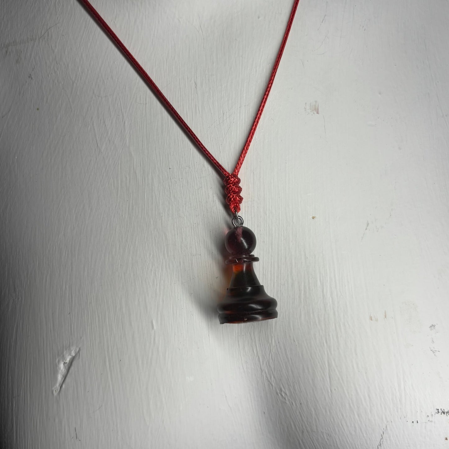 Translucent Red Pawn - Handmade Resin Chess Necklace