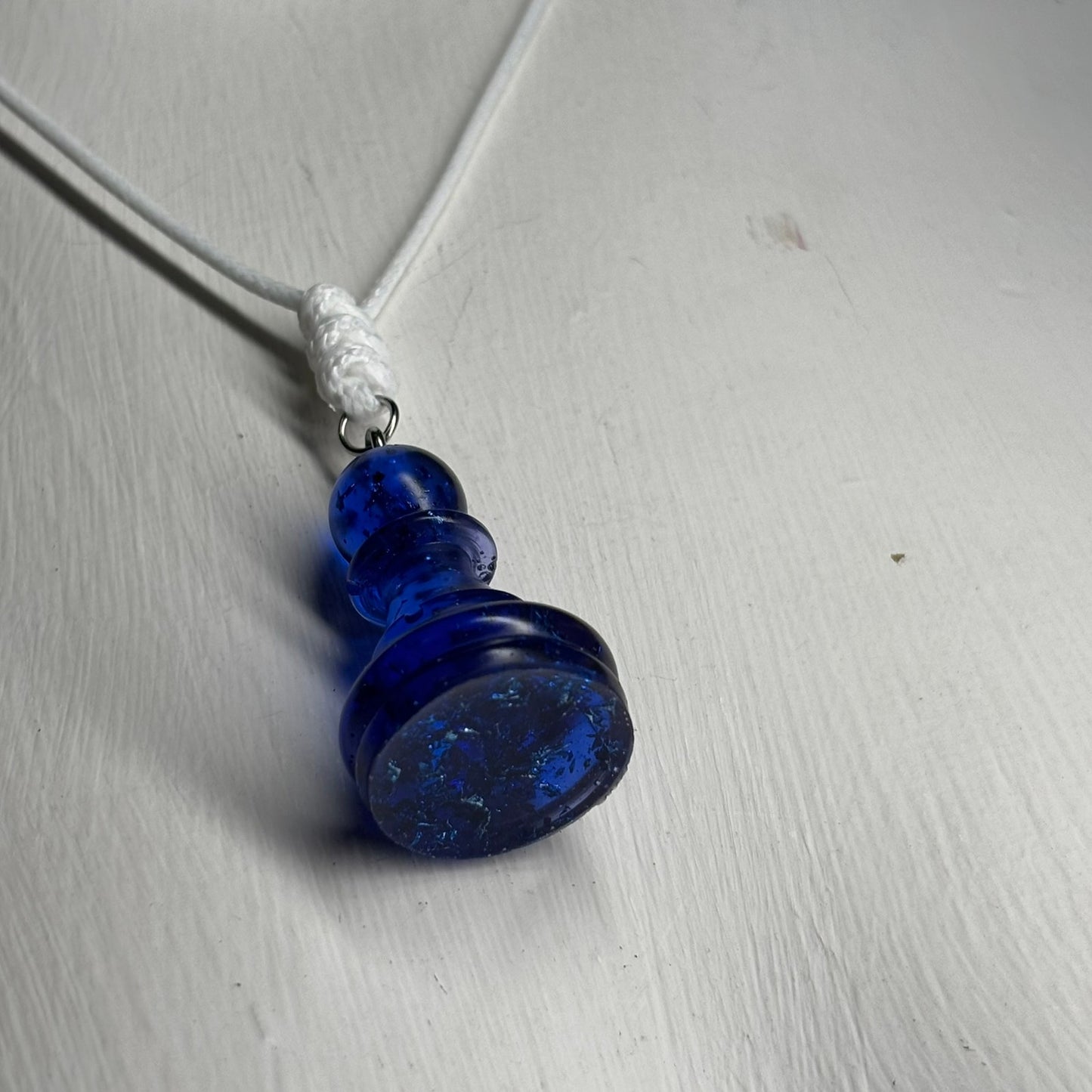 Deep Blue Pawn - Handmade Resin Chess Necklace