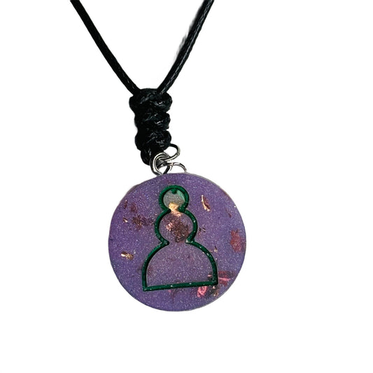 Purple Crystal Pawn - Handmade Resin Chess Necklace