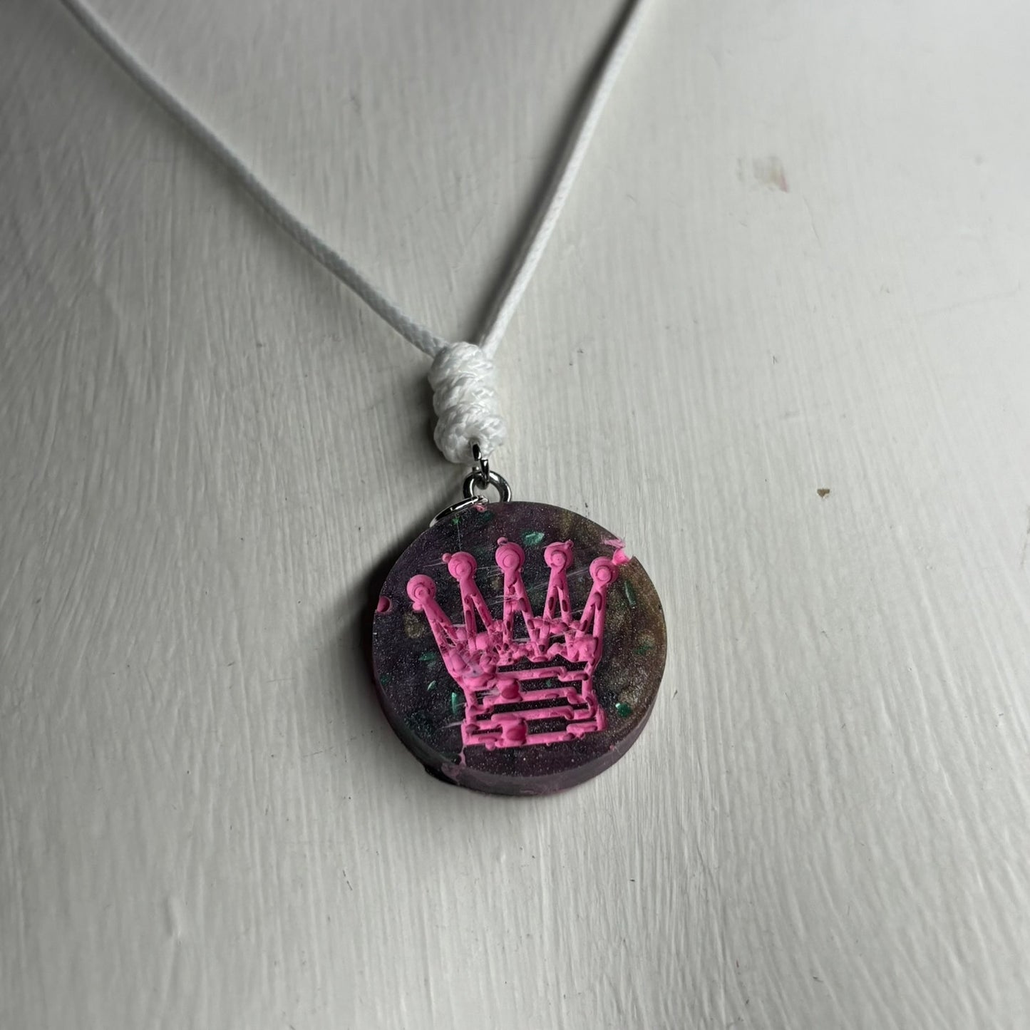 Crystal Purple Queen - Handmade Resin Chess Necklace