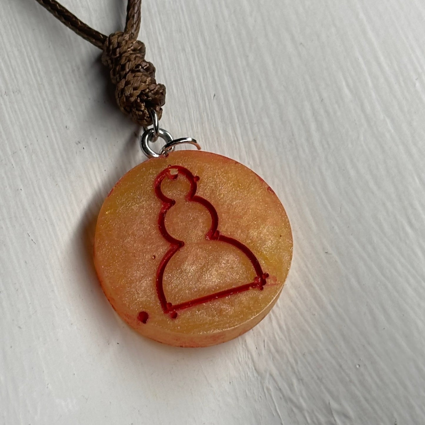 Vintage Yellow Pawn - Handmade Resin Chess Necklace