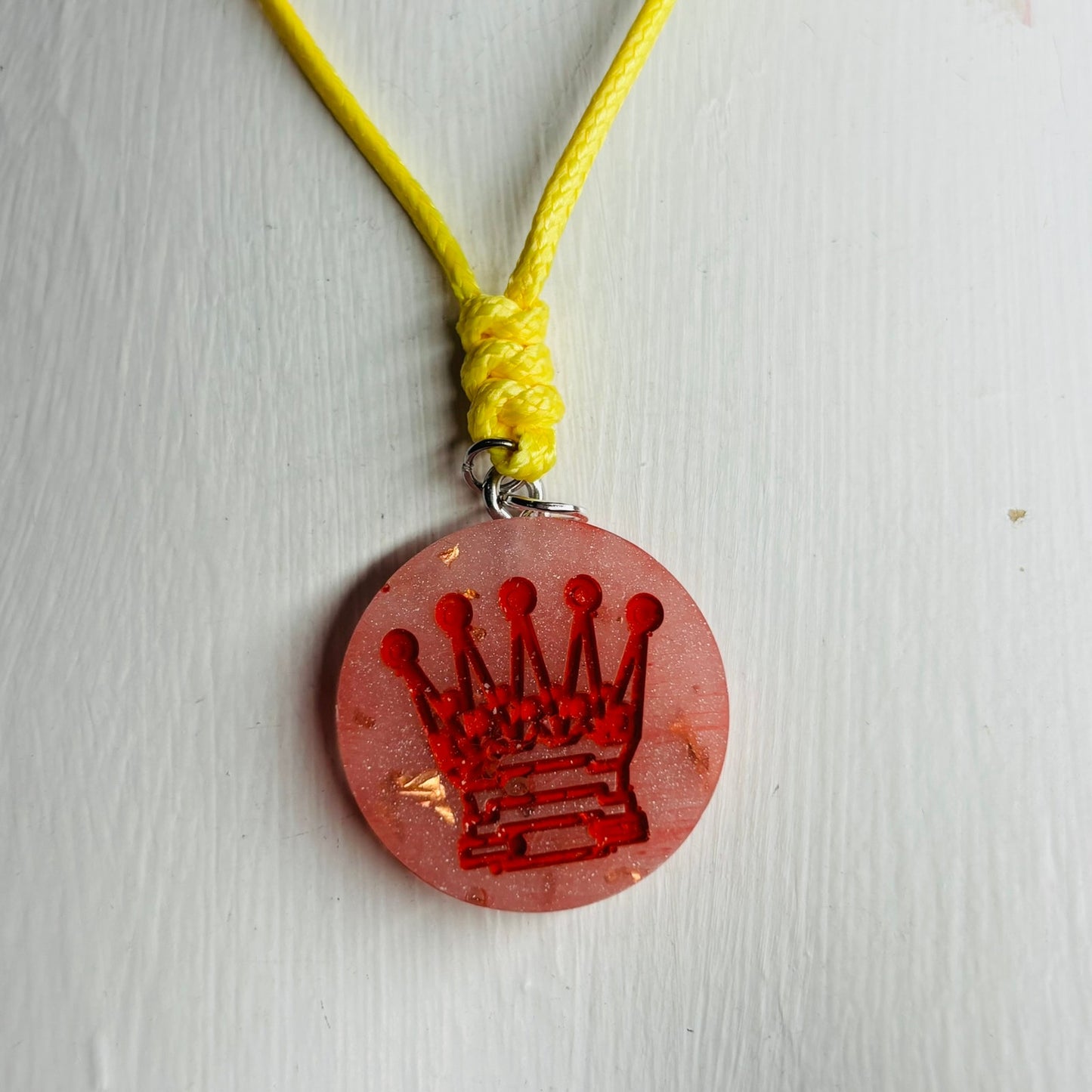 Cosmic Red Queen - Handmade Resin Chess Necklace